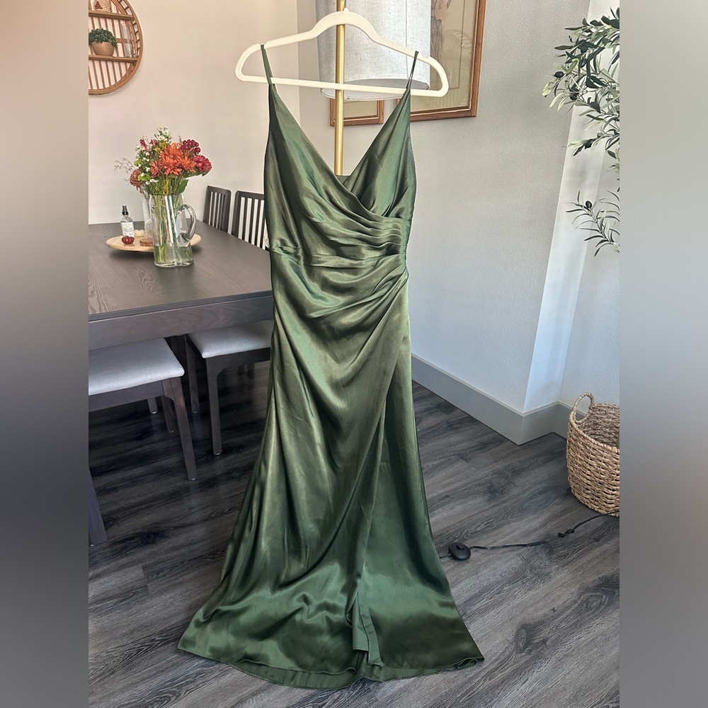 Beautiful olive green bridesmaids dress